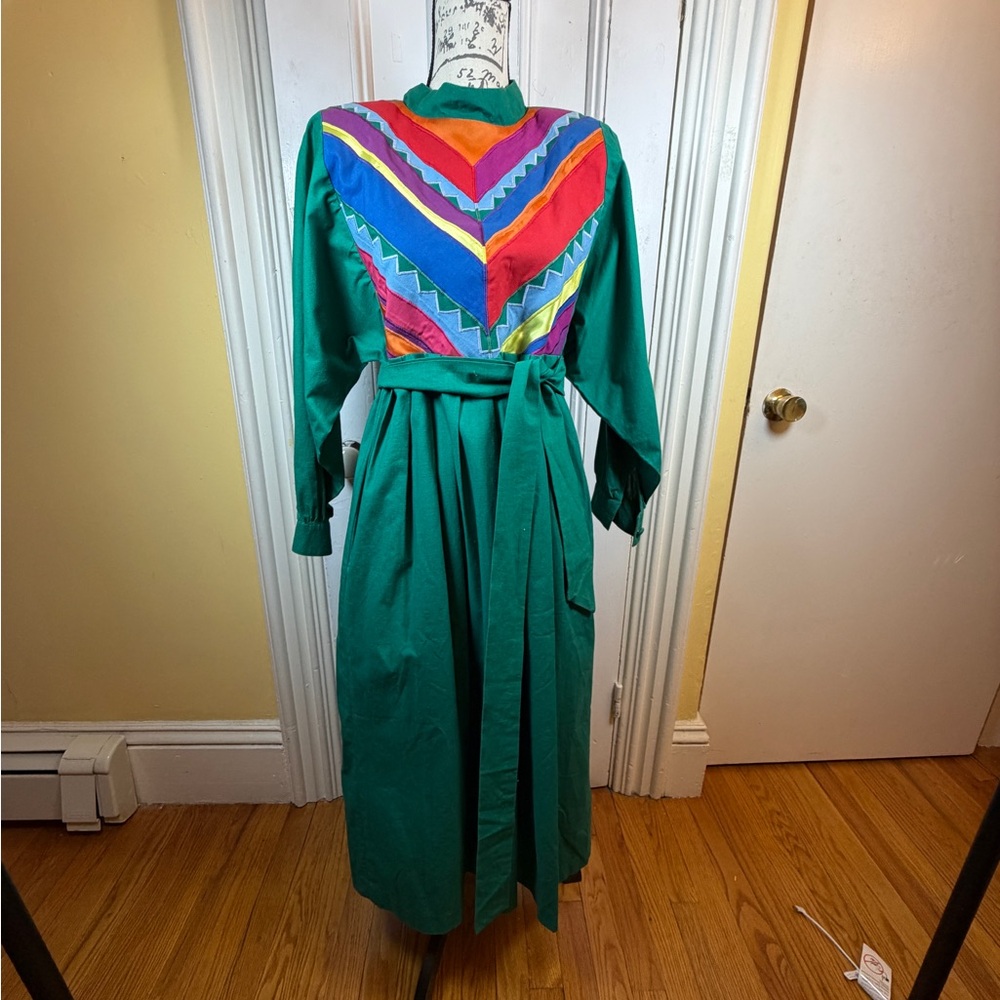 Vintage Girasol Patchwork Boho Maxi Dress Small